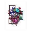Colorful mushroom illustration with abstract design on a white background