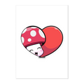 Cartoon character with a red heart-shaped head on a white background