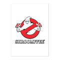 Cartoon ghost holding mushrooms with a red circle and line through it, labeled 'SHROOMIFFEE' on a white background.