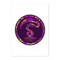 Circular design with purple and yellow colors on a white background