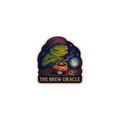 Sticker with a green alien character and 'The Brew Oracle' text on a white background