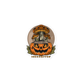 Sticker with a jack-o'-lantern and mushroom design on a white background