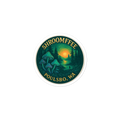 Sticker with 'Shroomffee' and 'Poulsbo, WA' text, featuring mushrooms and a forest design.