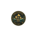 Round sticker with 'Shroomffee' and 'Poulsbo, WA' text on a white background