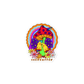 Colorful mushroom sticker with flowers and 'Shroomfie' text on a white background