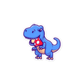 Cartoon dinosaur with a red heart on a white background