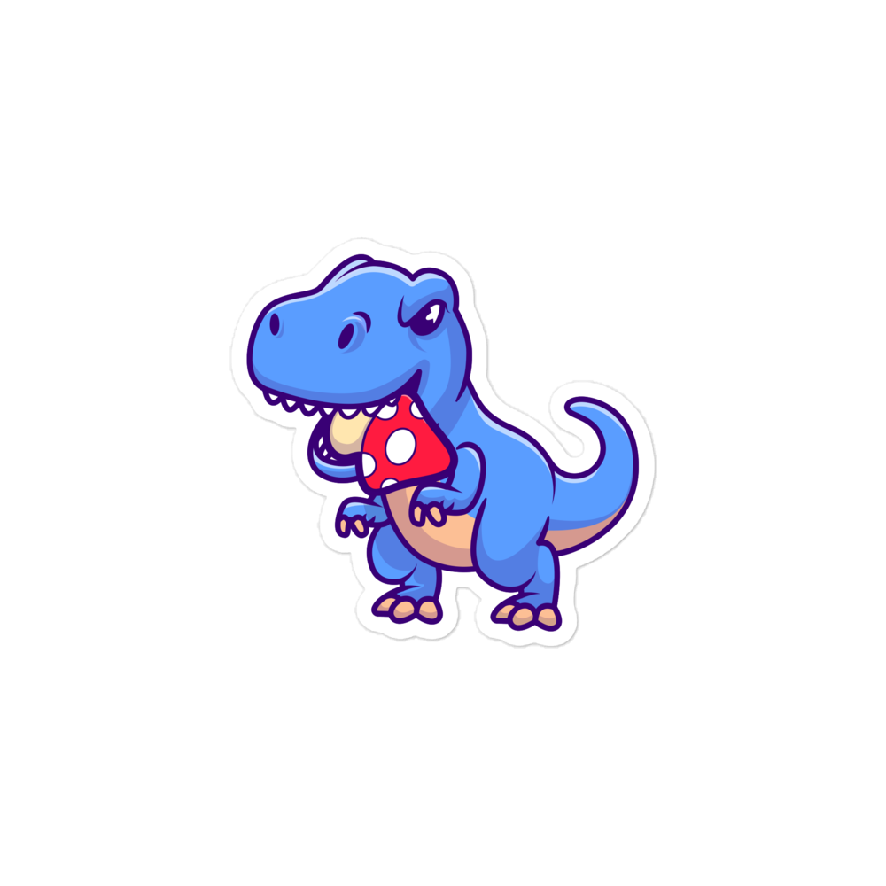 Cartoon dinosaur with a red heart on a white background