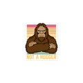 Sticker with a cartoon gorilla and 'Not a Hugger' text on a white background