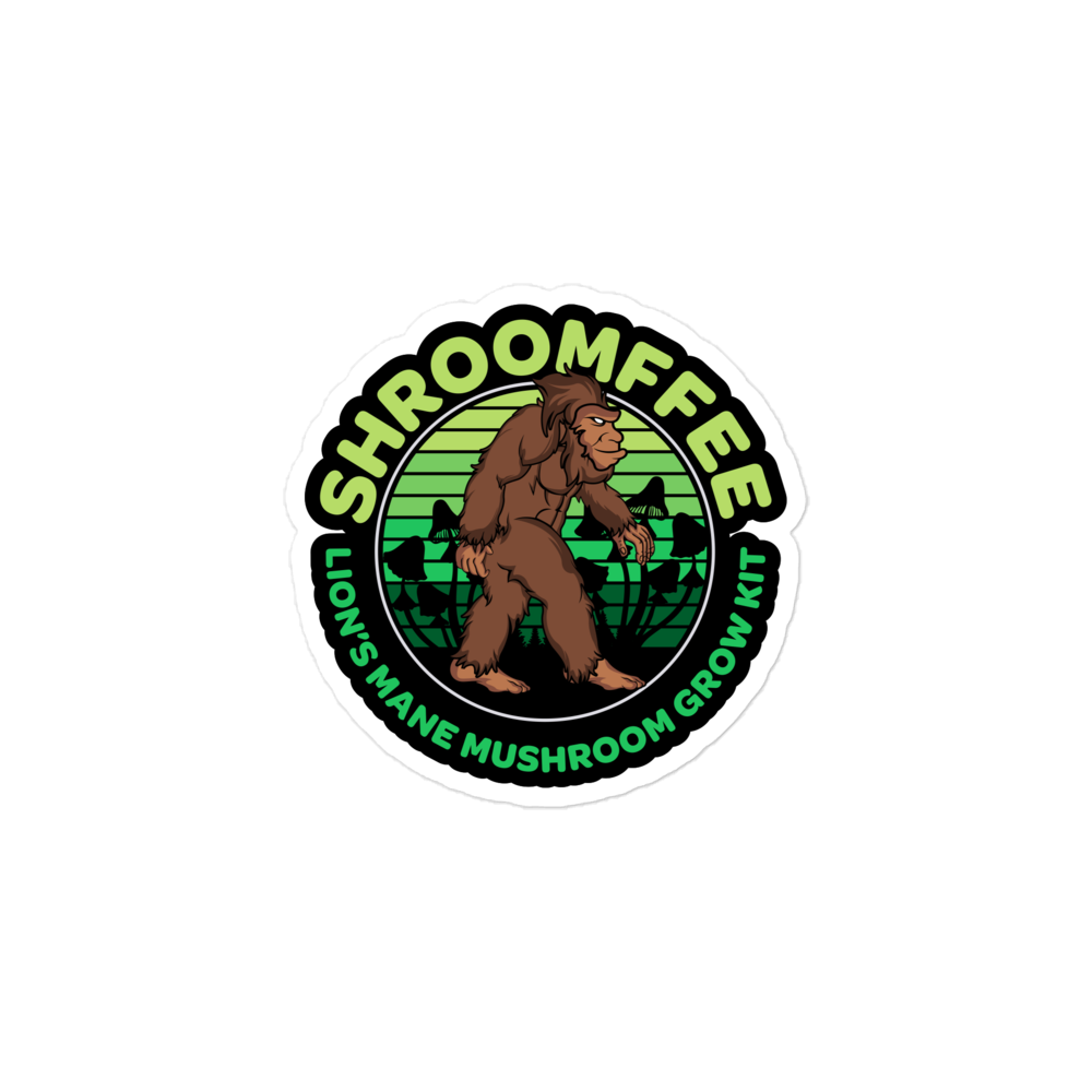 Logo of Shroomffee with a stylized mushroom character on a white background