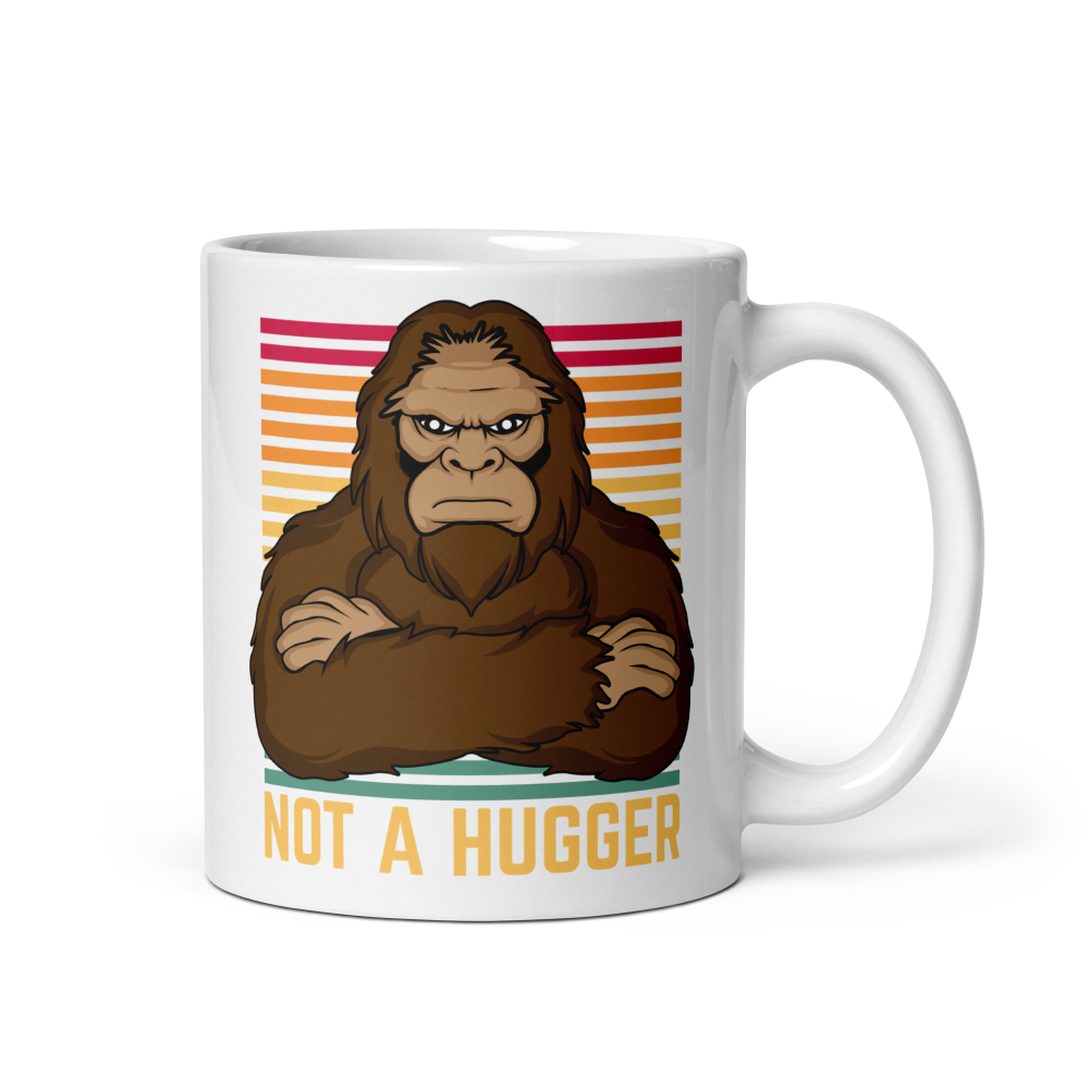 Antisocial Bigfoot Mug – "Not a Hugger" — ceramic mug design featuring antisocial bigfoot mug – "not a hugger"