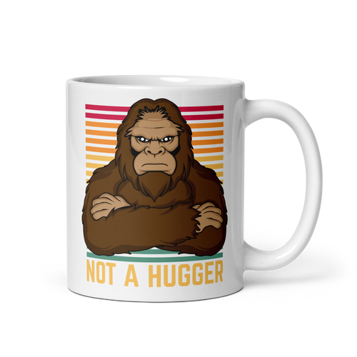 Antisocial Bigfoot Mug – "Not a Hugger" — ceramic mug design featuring antisocial bigfoot mug – "not a hugger"