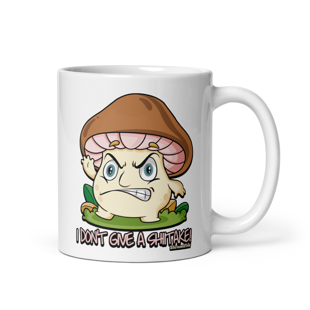 Don’t Give a Shiitake Mug — ceramic mug design featuring don’t give a shiitake mug