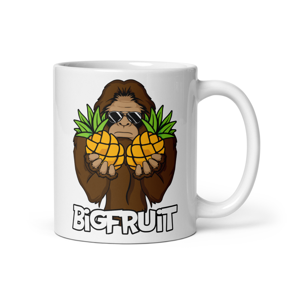 Bigfoot Pineapple Mug – "Bigfruit" — ceramic mug design featuring bigfoot pineapple mug – "bigfruit"