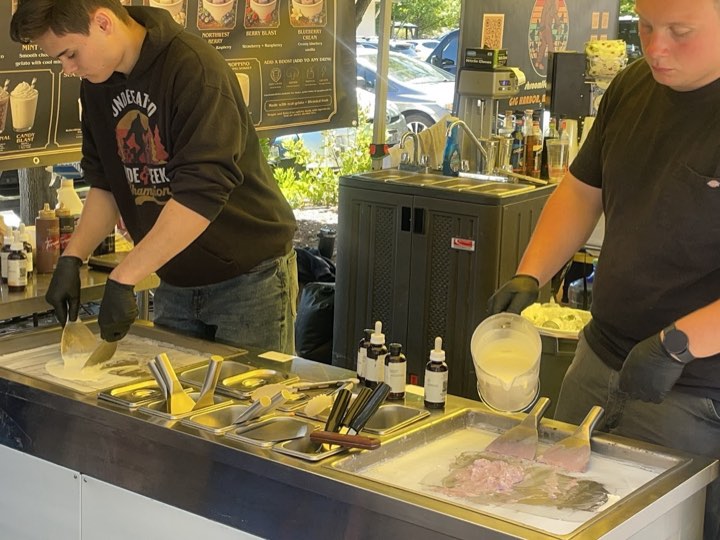 Coffee and gelato service at our market booth